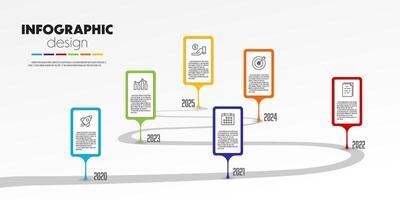 street concept infographic timeline presentations and business concept charts with 6 options vector
