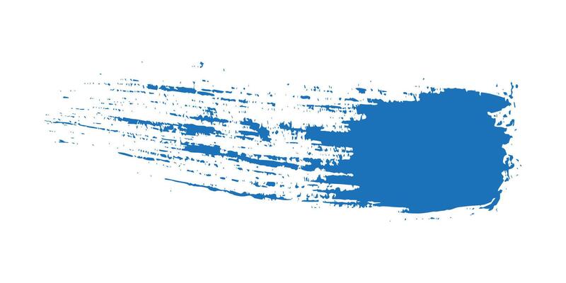 Blue Hand Drawn Grunge Ink Brush Stroke. Creative abstract paintbrush line with rough edges. Stain for backdrops. Freehand doodle line perfect for highlight text