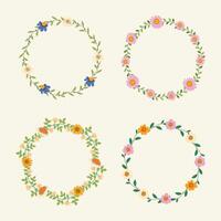Lovely Hand Drawn Floral Wreaths Collection. Delicate Flower Crowns with Spring and Summer Elements. Perfect for invitations, cards, logos, print, web. vector
