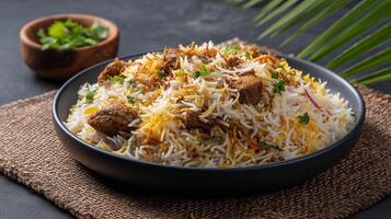 Traditional Biryani Dish in Soft Diffused Lighting, Biryani Photography photo