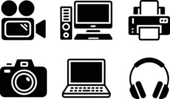 Electronics and Multimedia Icon Set and Silhouette Style vector