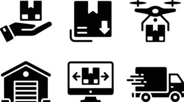 Logistics and Delivery Icon Set Silhouette Style vector