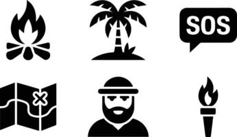 Survival and Island Adventure Icon Set vector