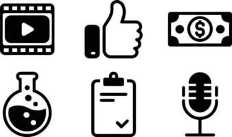 Mixed Media and Utility Icon Set Silhouette Style vector
