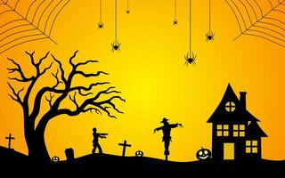 Hand drawn flat halloween background. vector