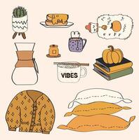 set of cozy autumn vibes clipart vector