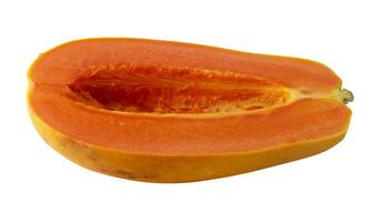 Ripe Holland papaya with smooth orange skin and vibrant flesh, isolated on a white background photo