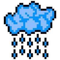 Clouds with raindrops in pixel art style vector