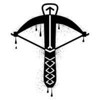 Crossbow with black spray paint graffiti splatter vector