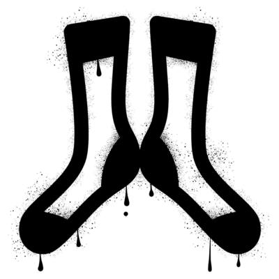 Sock graffiti with black spray paint