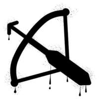 Crossbow with black spray paint graffiti vector