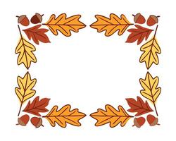 Autumn Leaves and Acorns Border Illustration on White Background vector