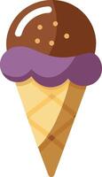 Chocolate Ice Cream Cone with Purple Swirl vector