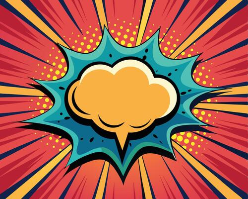 Comic book explosion speech bubble with radial burst