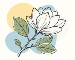 Chrysanthemum Floral Illustration with Abstract Shapes vector
