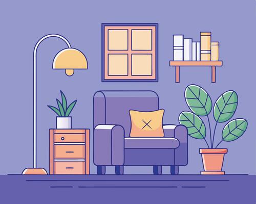Cozy Living Room Interior with Sofa Plants and Decorative Elements, modern living room with a window.