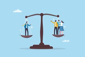 Scales balancing professionals and business people vector