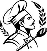 Chef with Spoon and Wheat Wreath vector