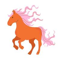 Majestic Horse with Flowing Mane. Minimalist flat of a galloping horse with dynamic mane vector