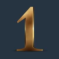 Luxury golden 3D figure on dark blue. Elegant ranking element or decorative font design. Premium 3D metallic numeral for birthday, competition result, calendars, postcards or any advertisign vector