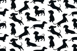 Seamless pattern Dachshund Dog silhouette. vector