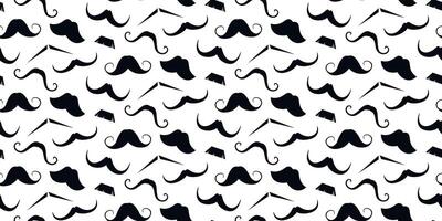 Seamless pattern of mustaches. Black silhouettes mustache. vector