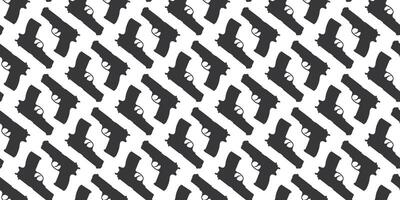 Seamless pattern Silhouette of a gun. vector