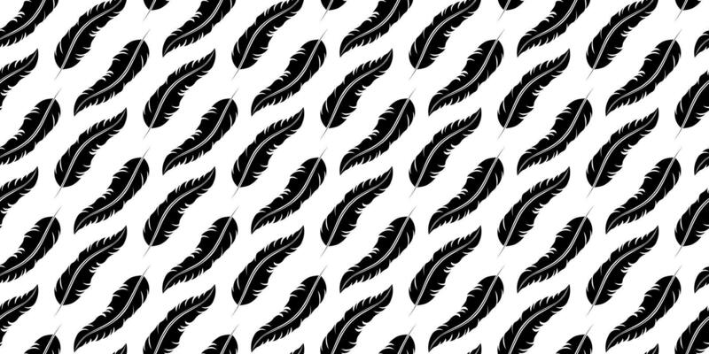 Seamless pattern Bird Feather black silhouett