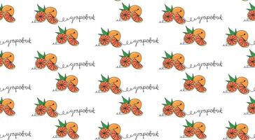 Seamless pattern One single line drawing of grapefruit vector
