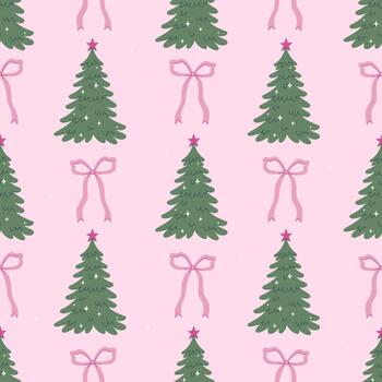 sin costura modelo con Navidad arboles y arcos gráficos. vector