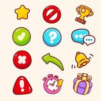 Hand drawn Cartoon Icon Set for Game and App UI vector