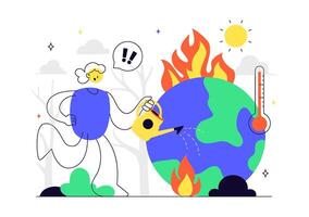 Melting Earth and Thermometer for Environmental Protection and Nature Awareness vector