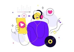 Viral Music Illustration Featuring Digital Sound Waves and Audio Equalizer Elements vector