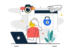 Illustration of Hidden Spy Watching People for Investigation Purpose in Flat Style vector