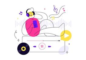 Audio Signal and Viral Tunes Illustration with Colorful Sound Waves vector