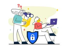 Undercover Observation Art Showing Covert Monitoring in a Modern Flat Style vector