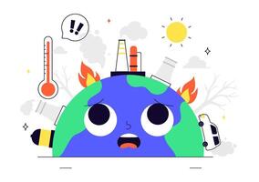 Global Temperature Rise Featuring a Hot Planet and Climate Change Symbol vector