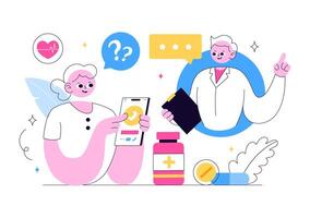 Digital health consultation illustration vector