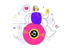 Flat Style of Viral Audio Tunes with Equalizer Bars and Waveform Design vector