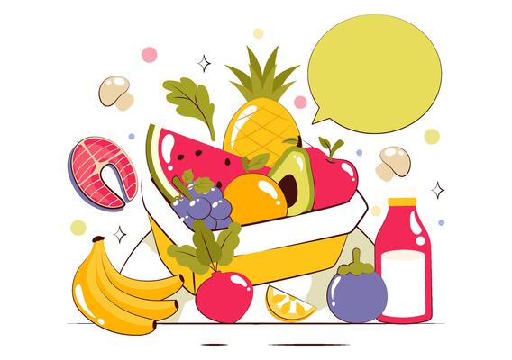 Concept of Sustainable Eating for World Food Day in Flat Cartoon Background