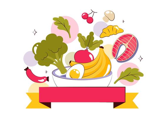 World Food Day Poster Design with Fruits, Vegetables, and Grains in Cartoon Background
