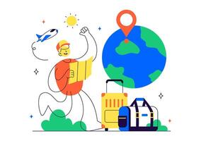 Adventure and Escape Illustration of a Solo Traveler Exploring Remote Nature Spots vector