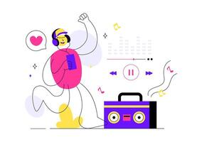 Digital Visualization of Viral Songs with Audio Equalizer and Flat Background vector