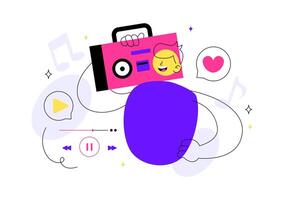 Viral Music Vibes Illustration with Voice Signal Circle and Equalizer Design vector