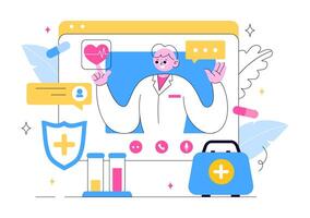 Innovative Telehealth Showing Remote Medical App, AI-Based Detection, and Smart Devices vector