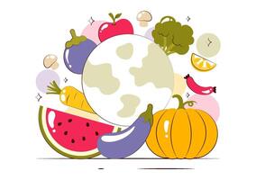 Illustration of Food Diversity for World Food Day on 16 October with Colorful Produce vector