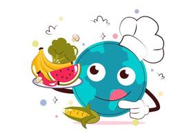 Celebration of World Food Day with Fresh Fruits and Vegetables in Flat Background vector
