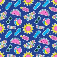 Flat Summer Seamless Pattern for Beach Holidays and Tropical Vacation Theme vector