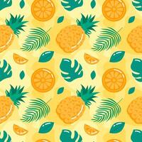 Seamless Cartoon Style Pattern with Tropical Island and Beach Vacation Icons vector
