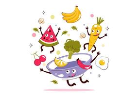 October 16 World Food Day with Healthy Meals and Ingredients in Flat Design vector